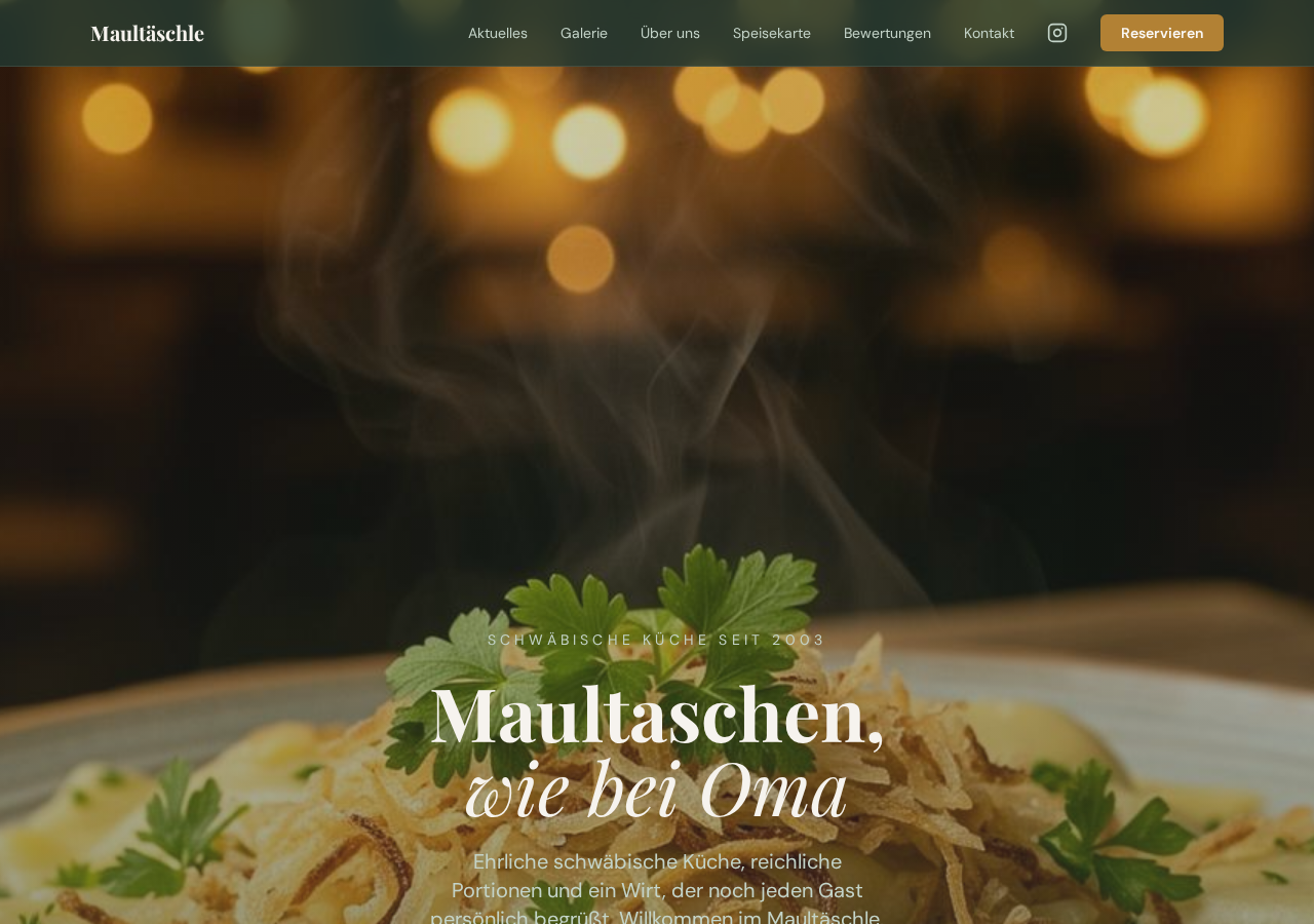 Startseite des Restaurants Maultäschle